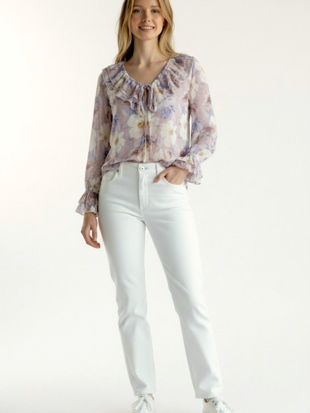 Dazy Womens Poets Blouse Size XL Cottage Core Coquette Soft Girl Floral Ruffle